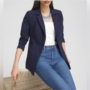 Chico's Women's Brigitte Blazer Jacket size 3 Black Career Academia Stretch NWT